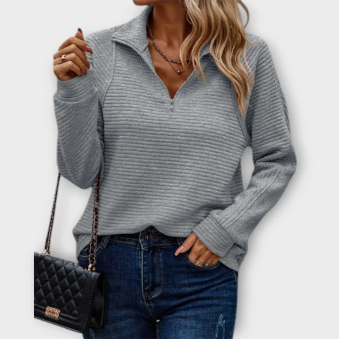 Half-Zip Sweater with V-Neck – ZipLuxe Pullover