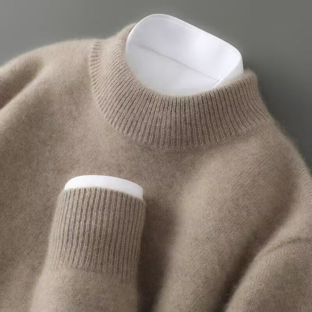 Men’s Cashmere-Feel Knit Sweater – Soft Turtleneck Jumper