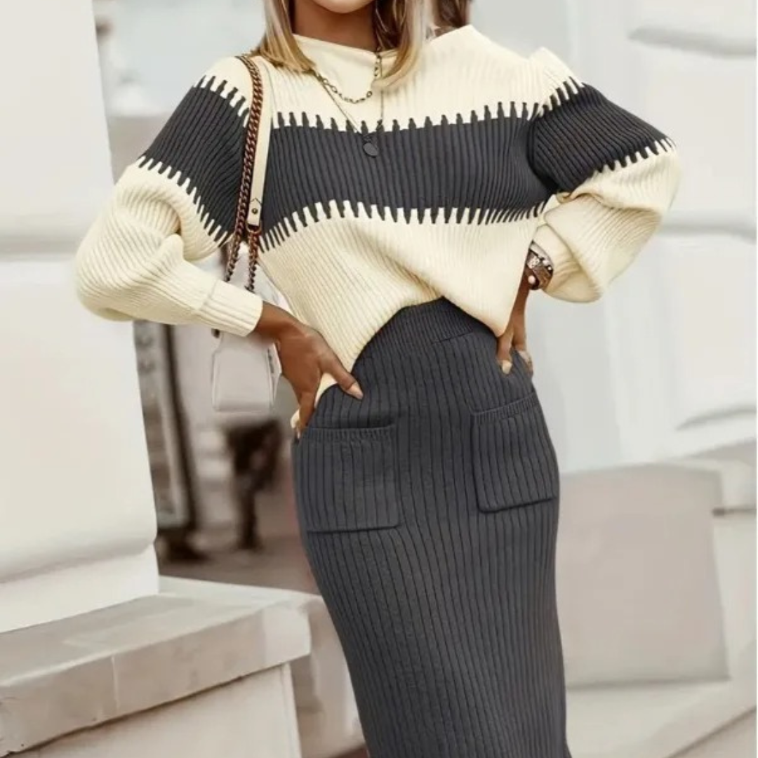 Women's Knitted Sweater Skirt Set – CurveKnit Vest Co-Ord