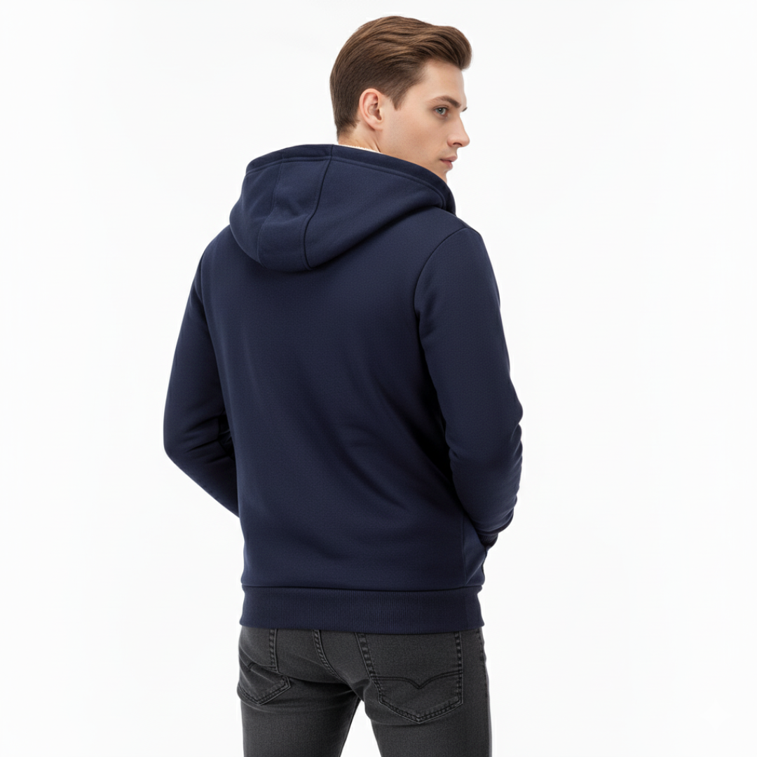 Men’s Thermal Fleece Zip-Up Hoodie – Warm Sherpa-Lined Winter Jacket