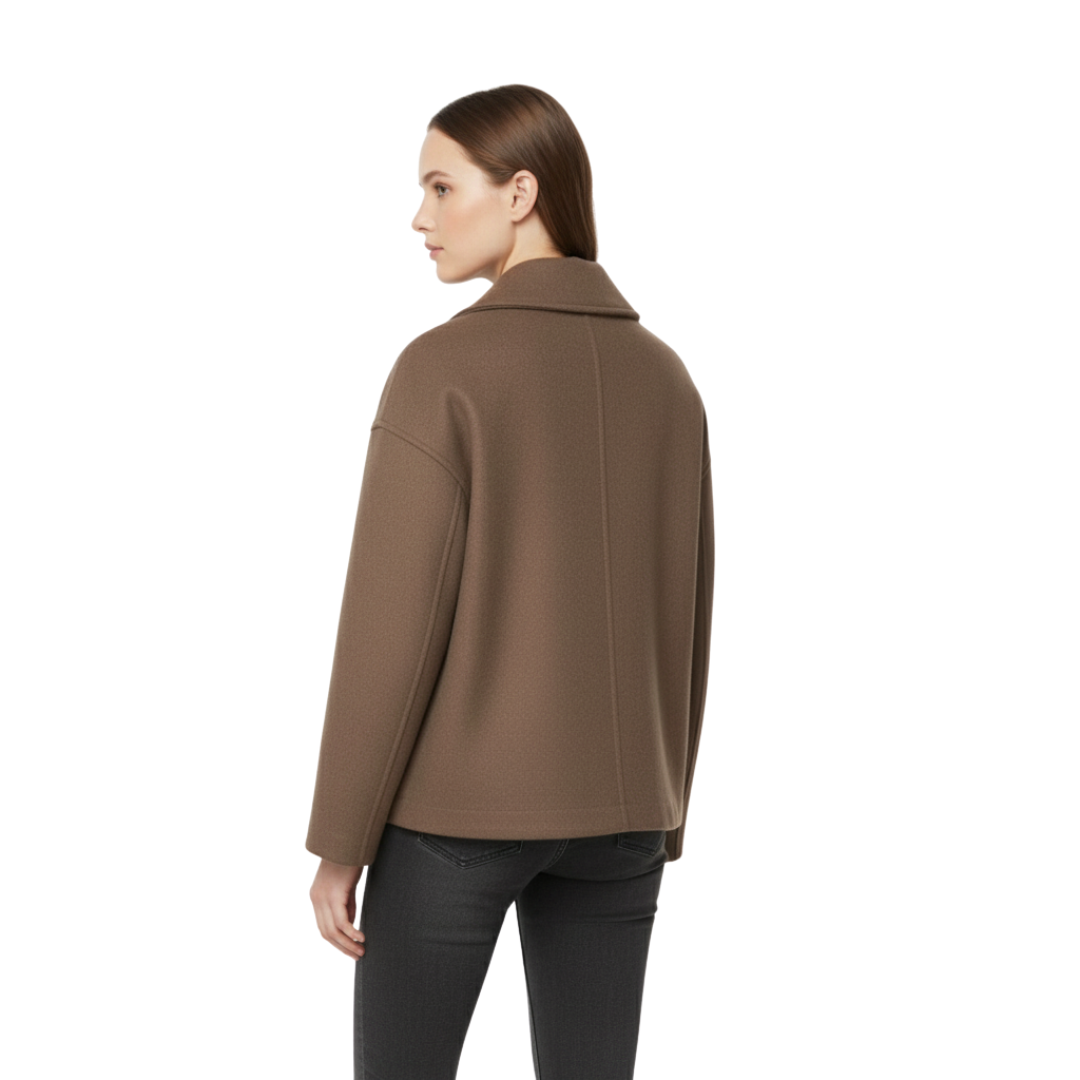 Women’s Cropped Wool Coat – Vintage Double-Breasted Jacket