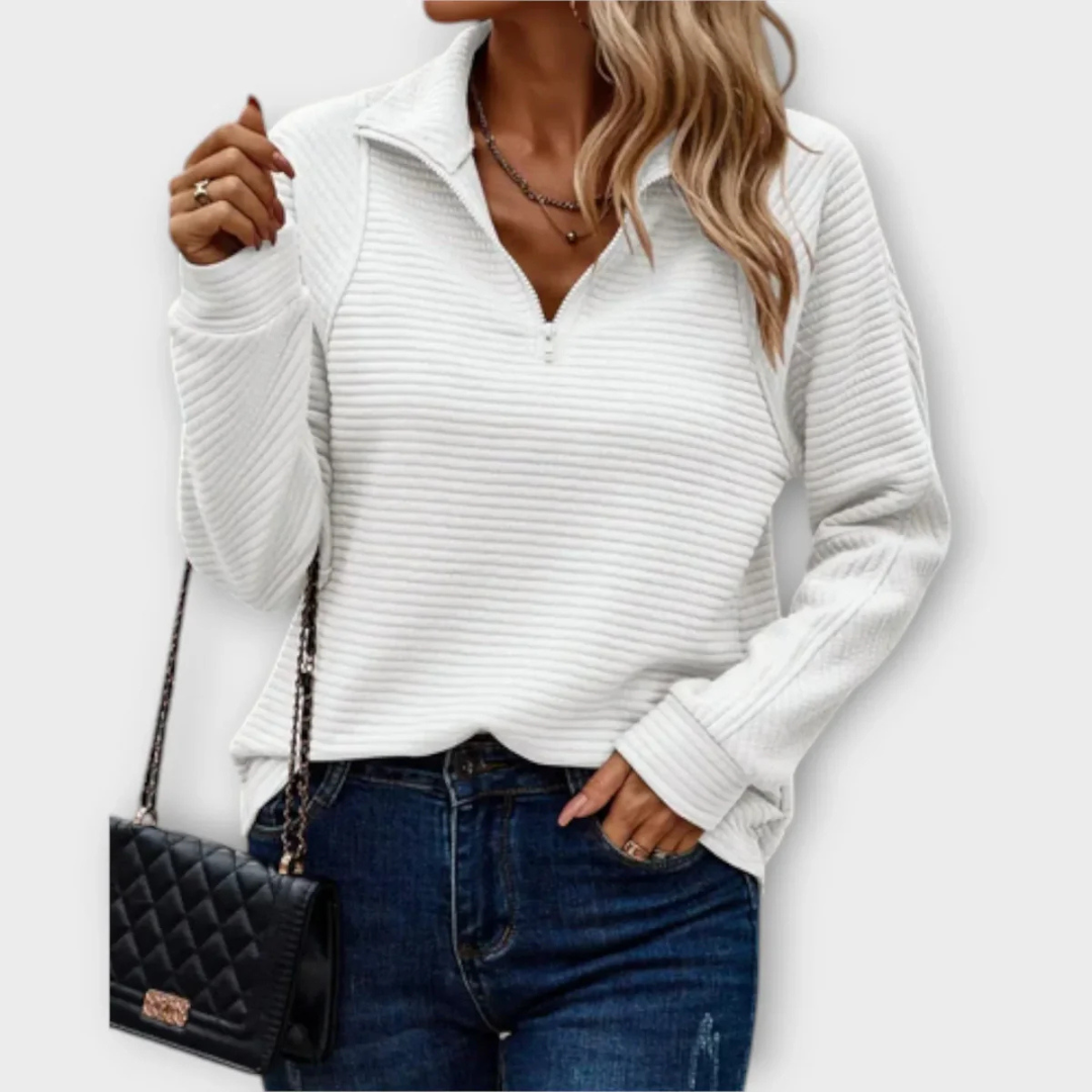 Half-Zip Sweater with V-Neck – ZipLuxe Pullover