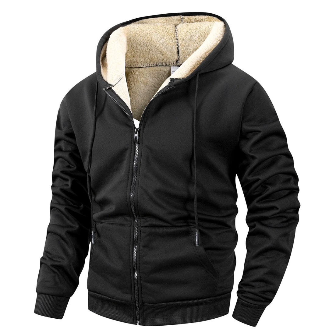 Men’s Thermal Fleece Zip-Up Hoodie – Warm Sherpa-Lined Winter Jacket