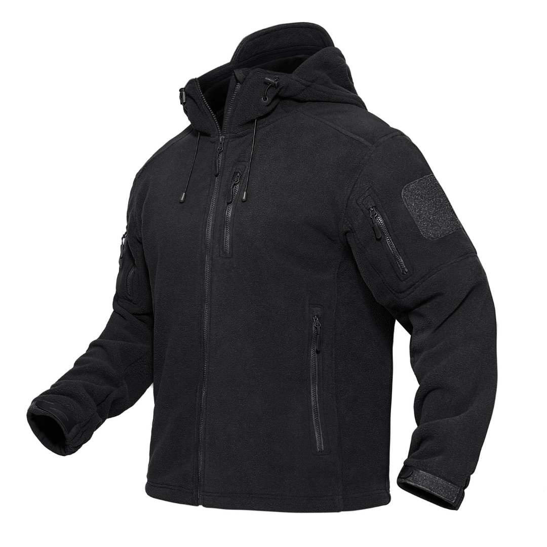 Men’s Windproof Hooded Fleece Jacket – Warm Outdoor Softshell