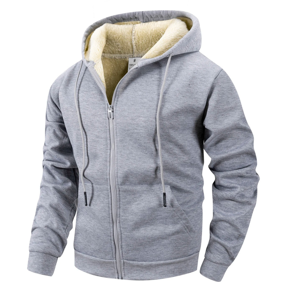 Men’s Thermal Fleece Zip-Up Hoodie – Warm Sherpa-Lined Winter Jacket