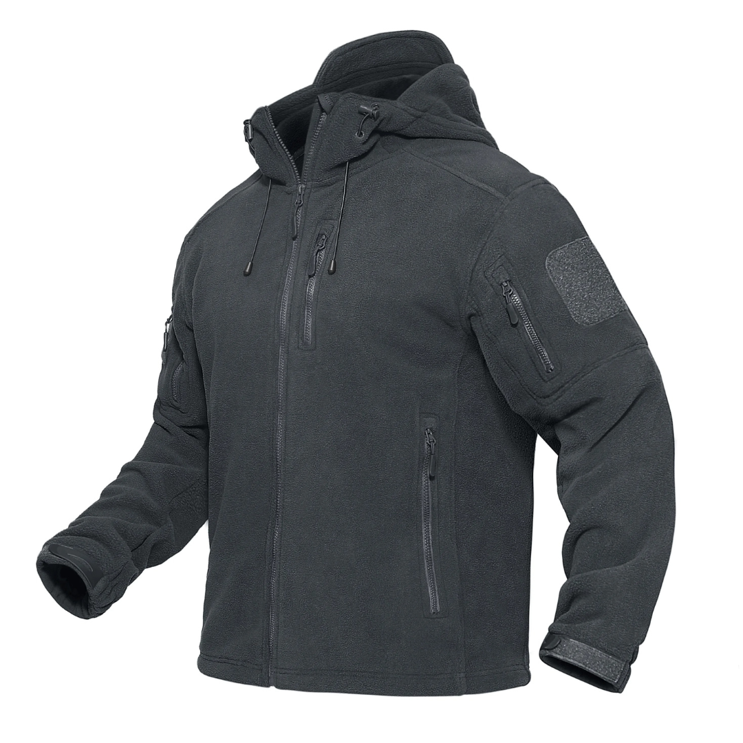 Men’s Windproof Hooded Fleece Jacket – Warm Outdoor Softshell