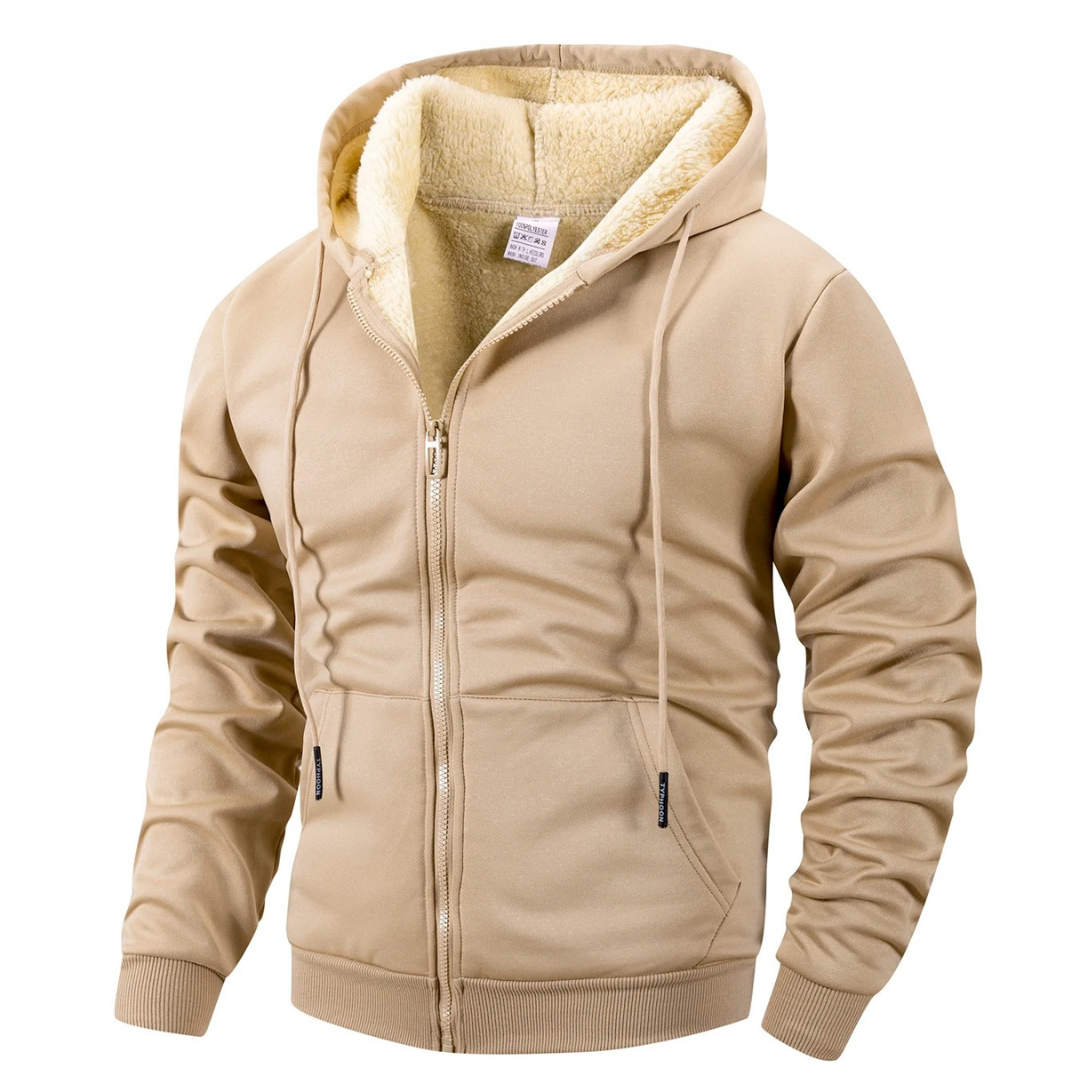 Men’s Thermal Fleece Zip-Up Hoodie – Warm Sherpa-Lined Winter Jacket