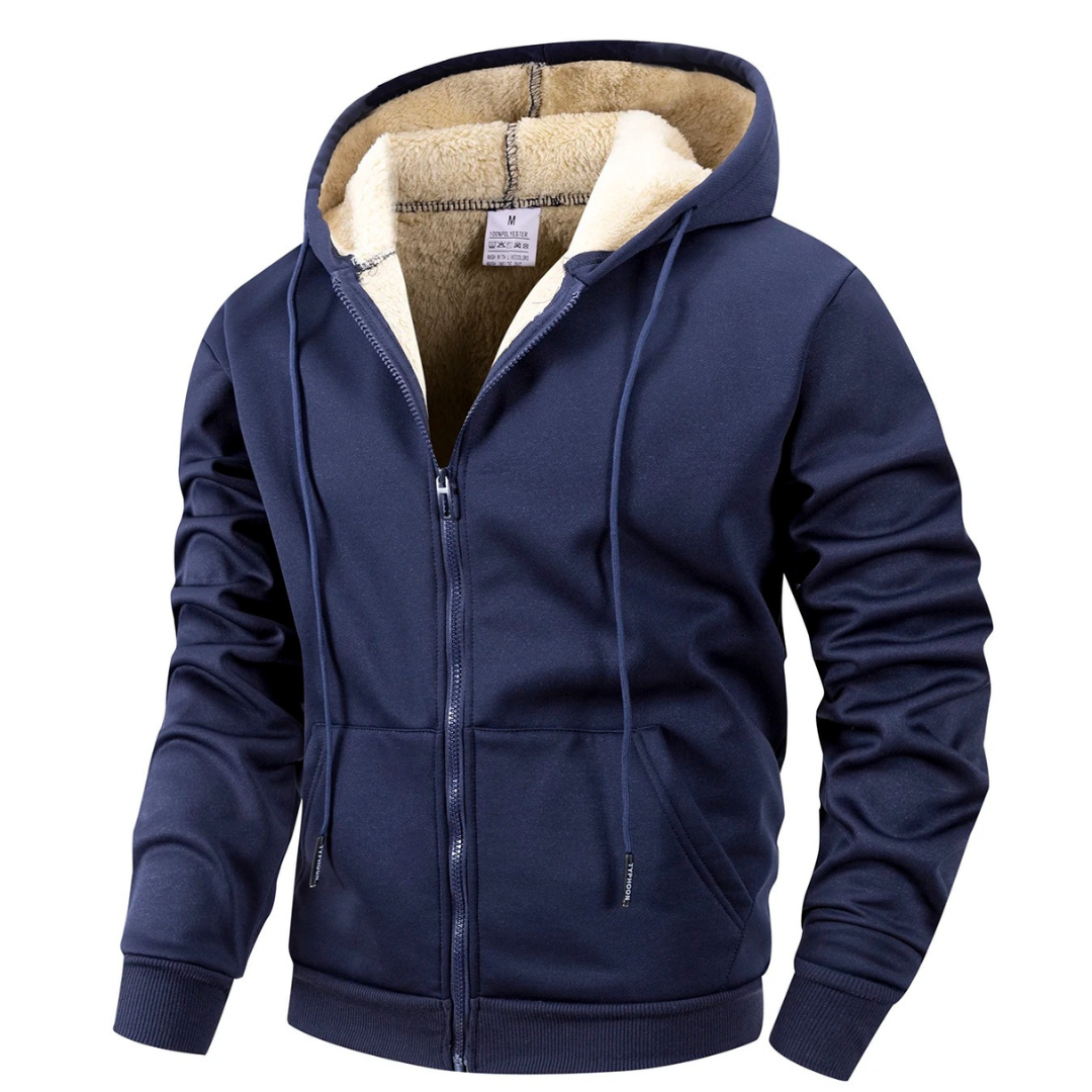 Men’s Thermal Fleece Zip-Up Hoodie – Warm Sherpa-Lined Winter Jacket