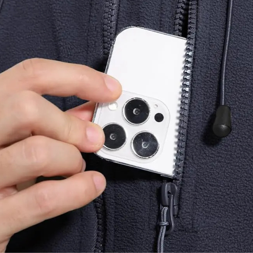 Men’s Windproof Hooded Fleece Jacket – Warm Outdoor Softshell