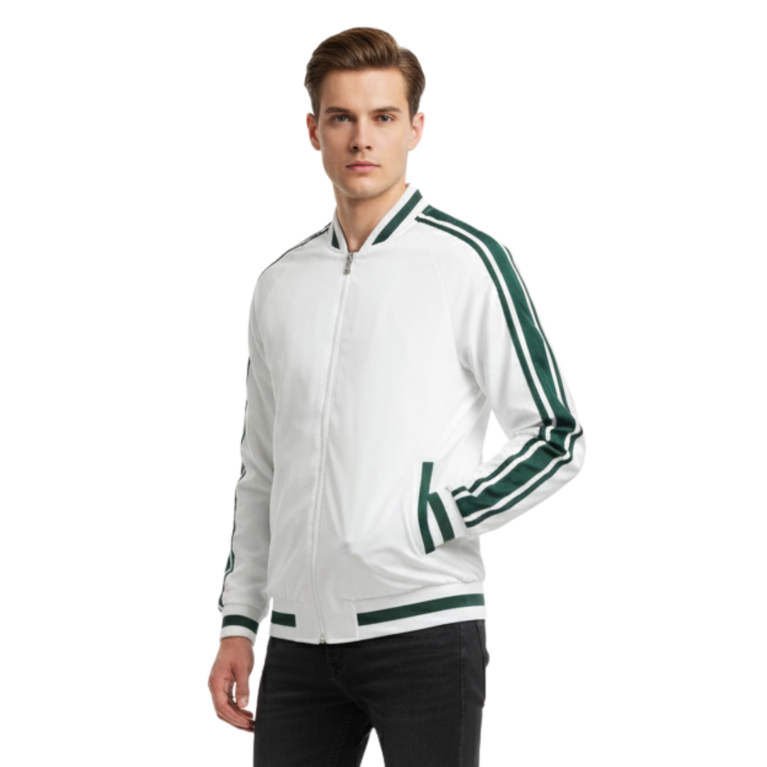 Men’s Retro Stripe Track Jacket – Classic Zip-Up Sportswear