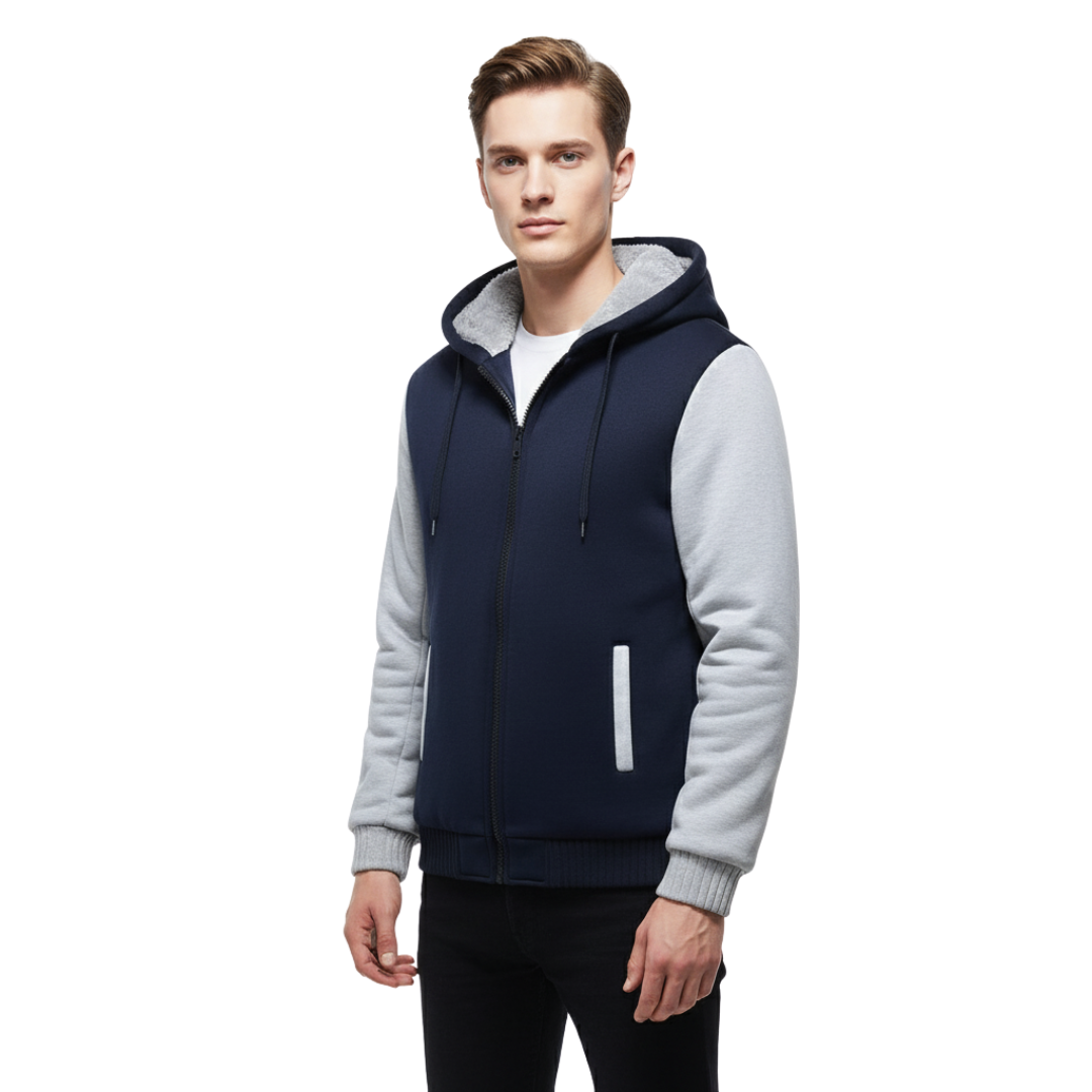 Men’s Sherpa-Lined Fleece Jacket – Warm Hooded Zip-Up for Winter