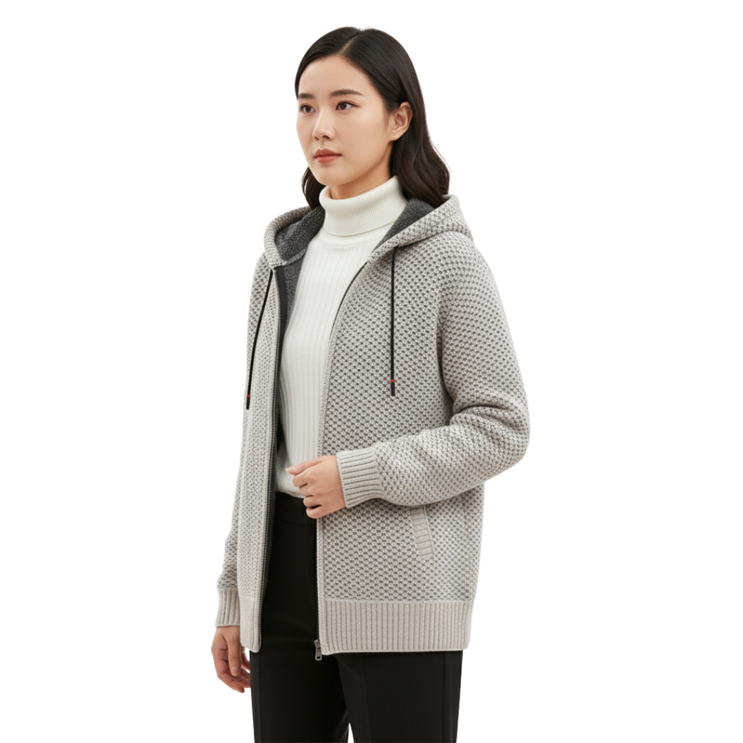 Women’s Hooded Fleece Zip-Up Sweater – Vest Jacket
