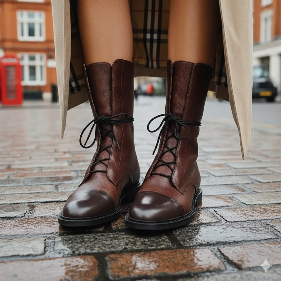 Womenβs Leather Lace-Up Boots with Glossy Toe β Beatrix High Heel Boots