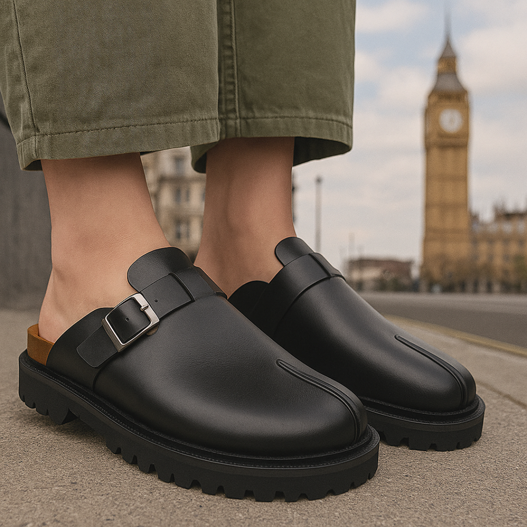 Leather Mules β Tabi Buckle Loafers