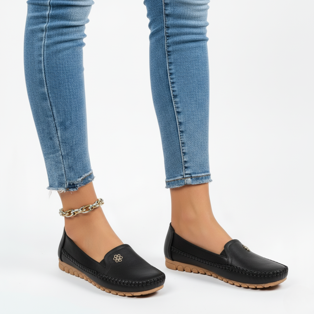 Women’s Orthopaedic Vegan Leather Loafers – Comfortable Arch Support Flat Shoes