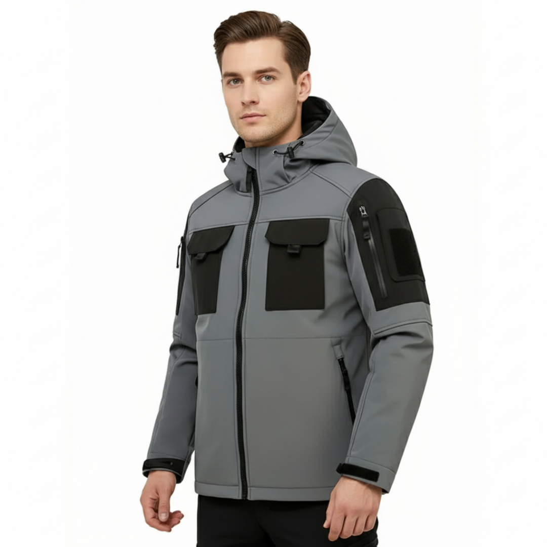 Men’s Waterproof Tactical Fleece Jacket – Windproof Softshell with Hood