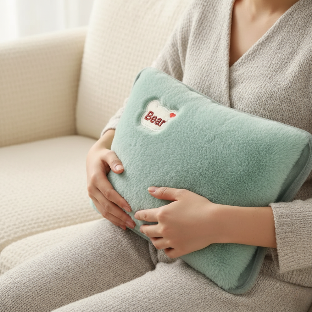 Electric Heat Cushion with USB Charging & Plush Cover – VelvetWarm HeatPack