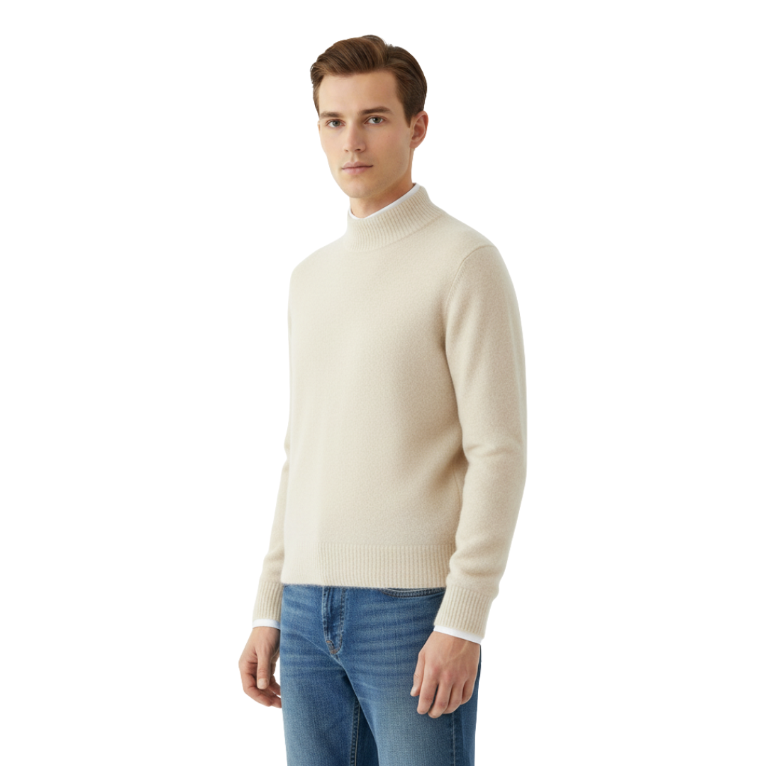 Men’s Cashmere-Feel Knit Sweater – Soft Turtleneck Jumper