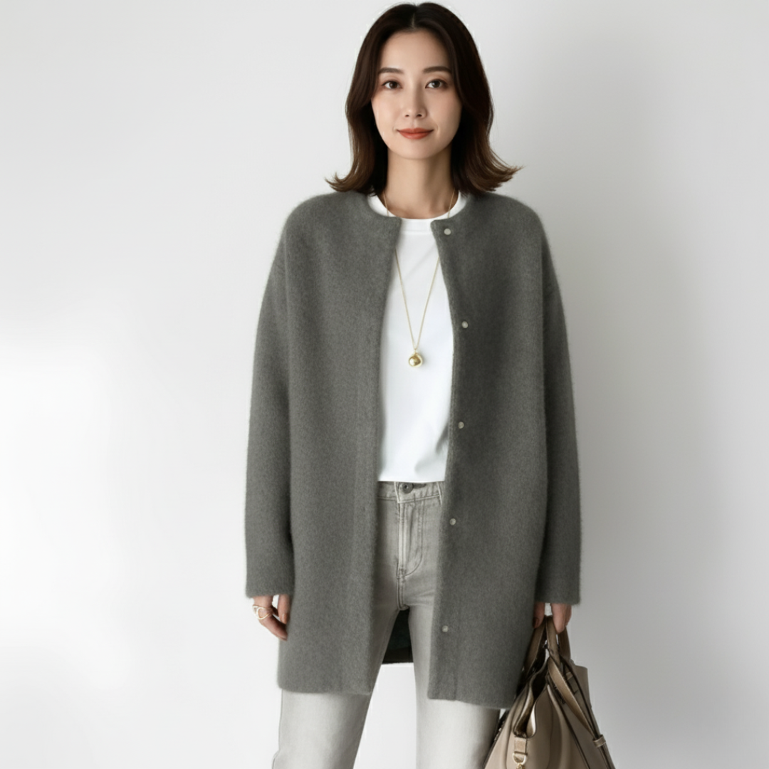 Women’s Long Knit Coatigan – Soft Buttoned Cardigan Jacket