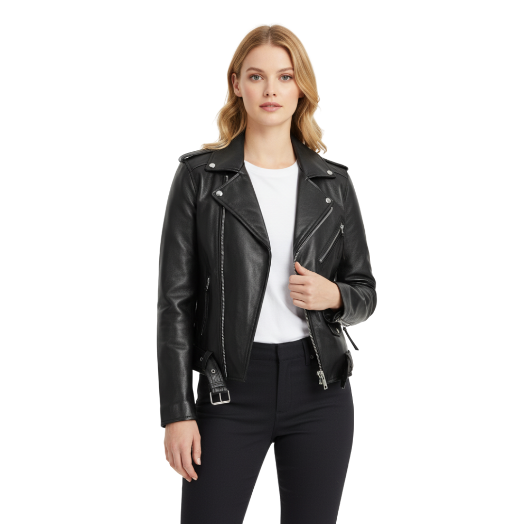 Women’s Faux Leather Biker Jacket – Moto Style