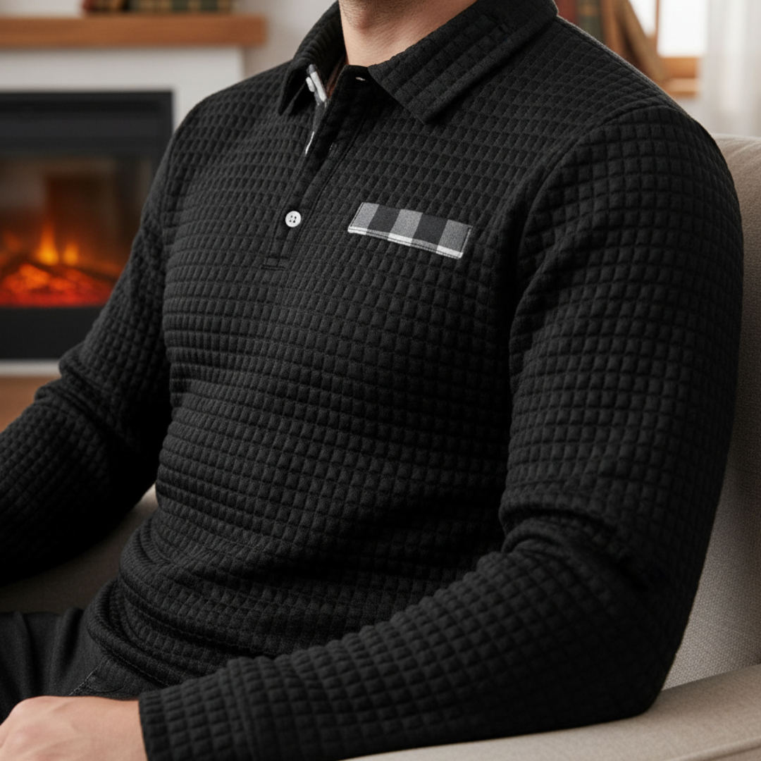 Men's Long Sleeve Knit Sweater Polo – GridWeave Vest Top
