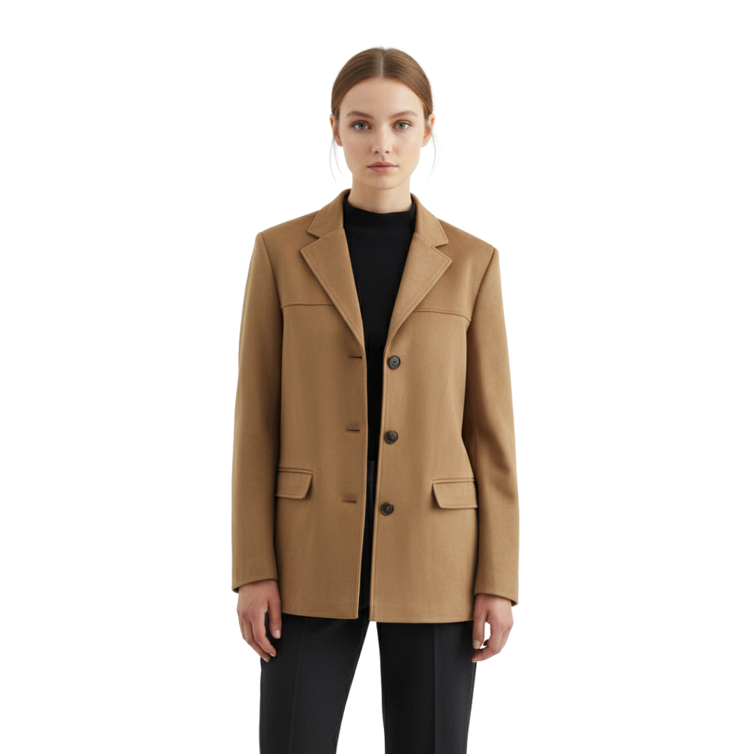 Women’s Single-Breasted Wool Coat – Tailored Long Overcoat