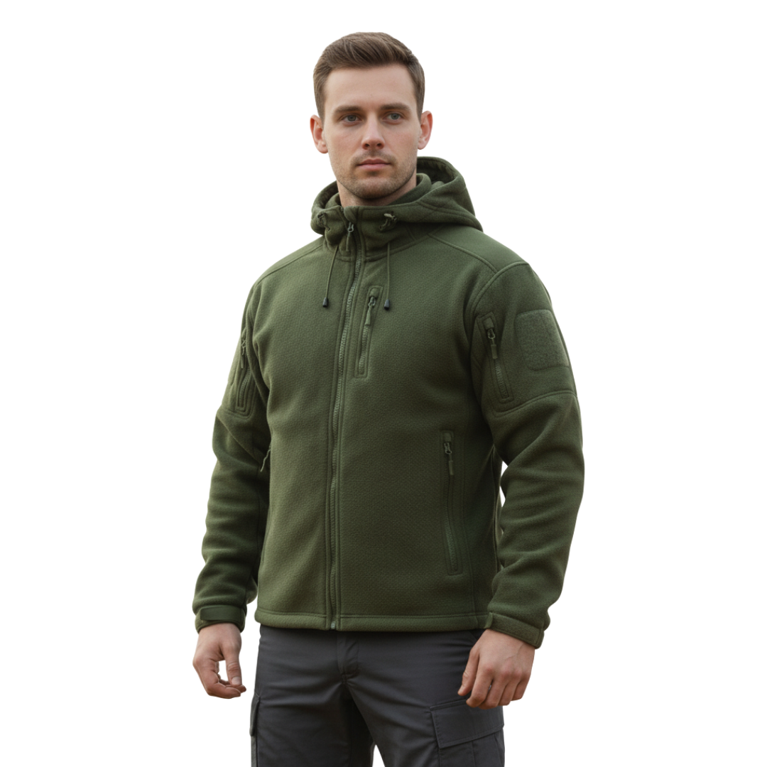 Men’s Windproof Hooded Fleece Jacket – Warm Outdoor Softshell