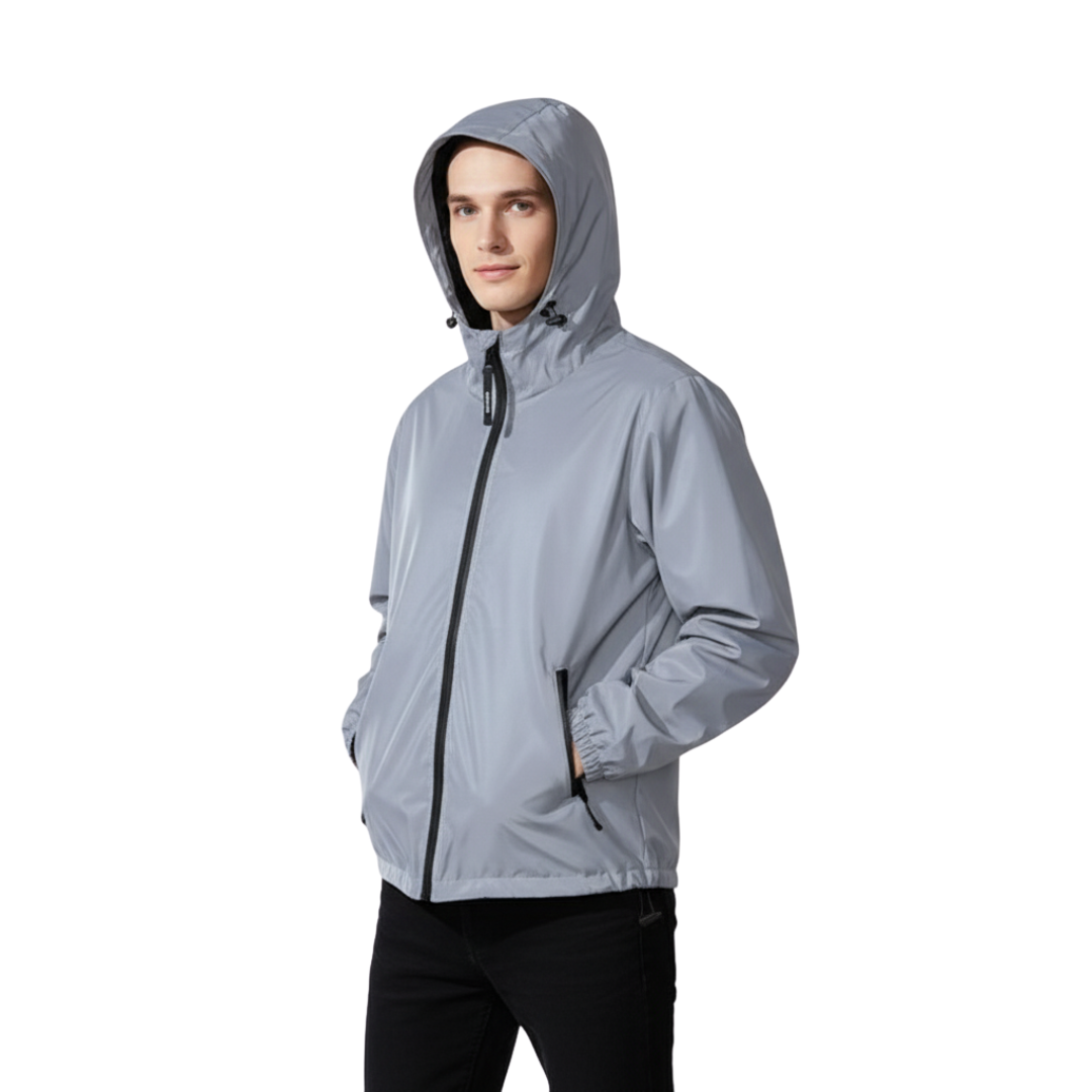 Men’s Reflective Windbreaker Jacket – Hooded Zip-Up