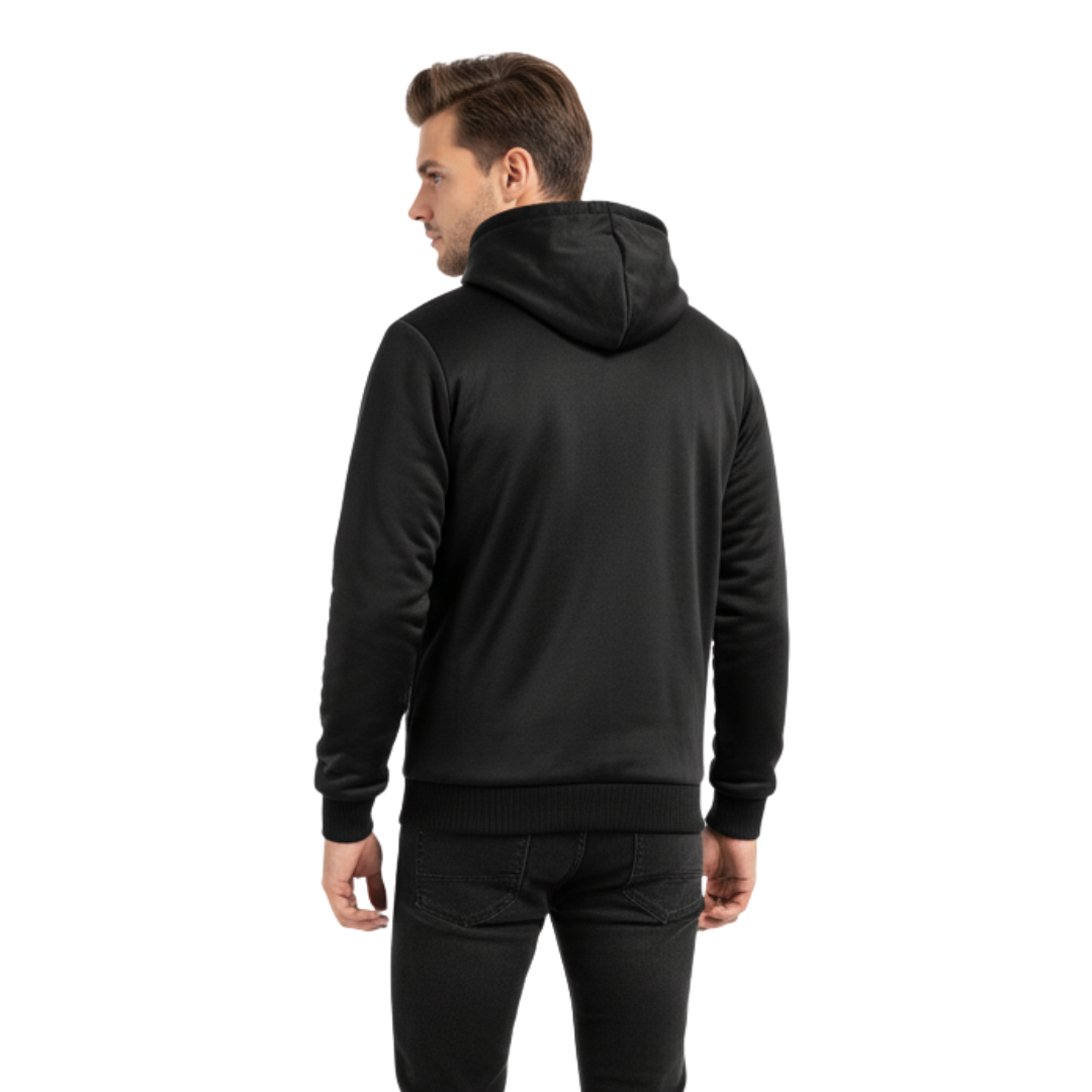 Men’s Wool-Lined Fleece Jacket – Warm Hooded Winter Zip-Up