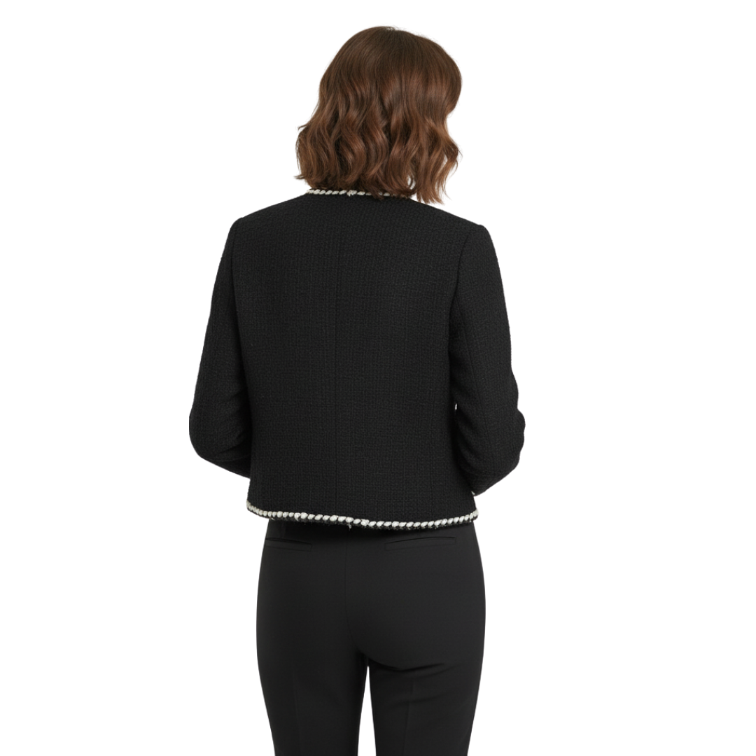 Women’s Tweed Button Jacket – Bellever Classic Gold-Trim Blazer