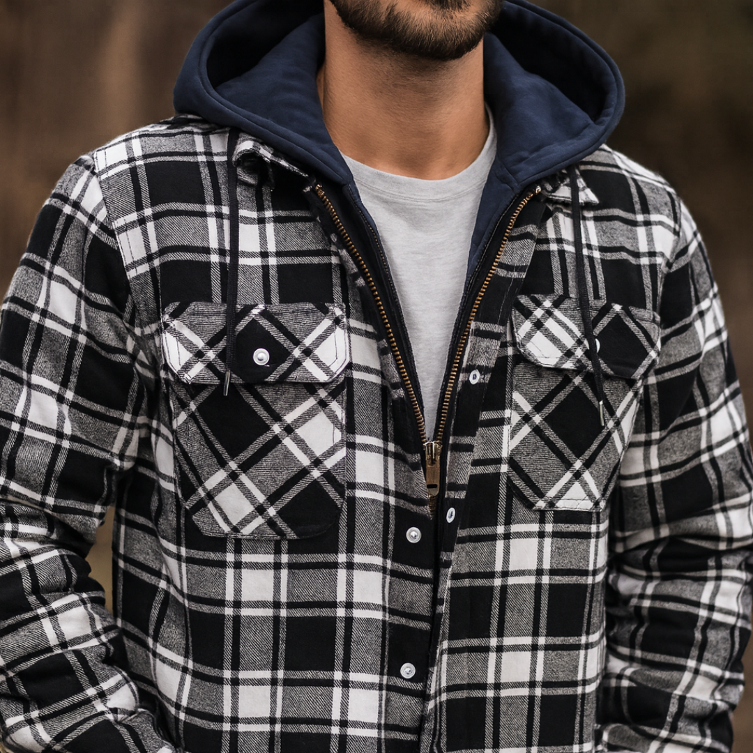 Casual Jacket with Check Pattern & Detachable Hood – NordicFlannel Jacket