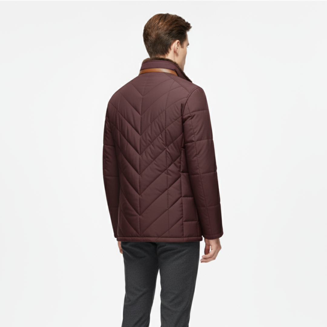 Men’s Quilted Stand Collar Jacket – Warm Padded Winter Coat