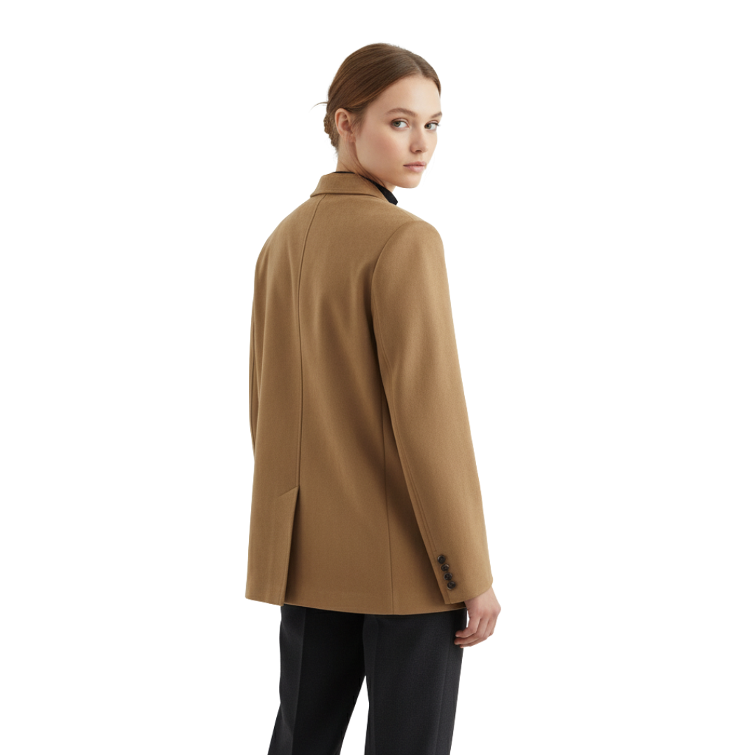 Women’s Single-Breasted Wool Coat – Tailored Long Overcoat