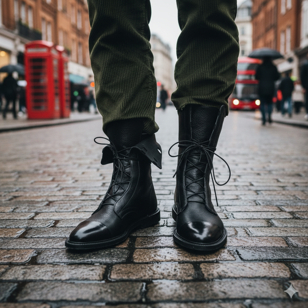 Womenβs Leather Lace-Up Boots with Glossy Toe β Beatrix High Heel Boots