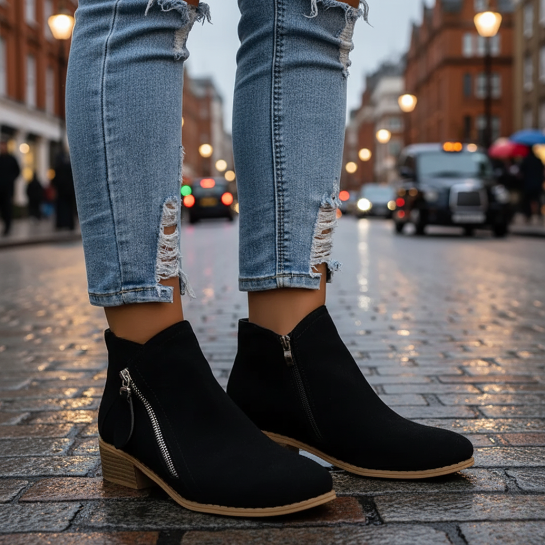 Womenβs Orthopedic Ankle Boots with Side Zipper β Farah Comfort Boots