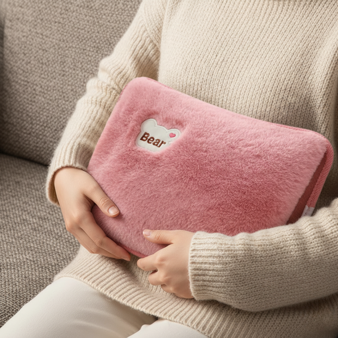 Electric Heat Cushion with USB Charging & Plush Cover – VelvetWarm HeatPack