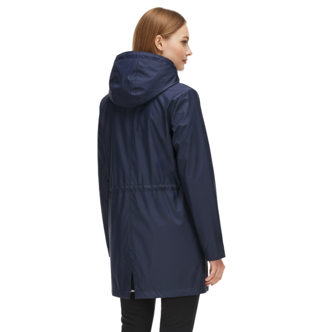 Women’s Waterproof Lightweight Jacket with Adjustable Waist – Hooded Raincoat