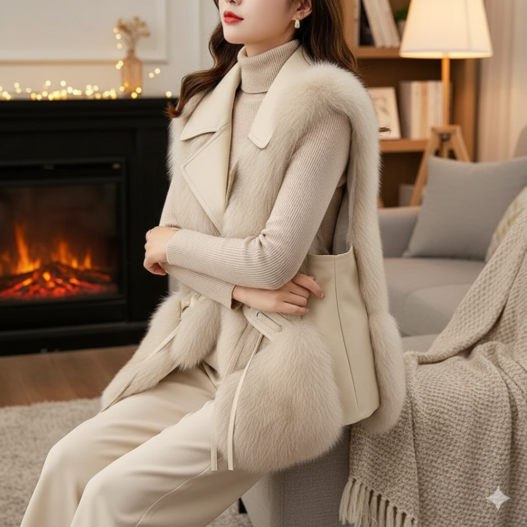 Vest with Faux Fur & Leather Contrast – Nereida Empress SweaterVest