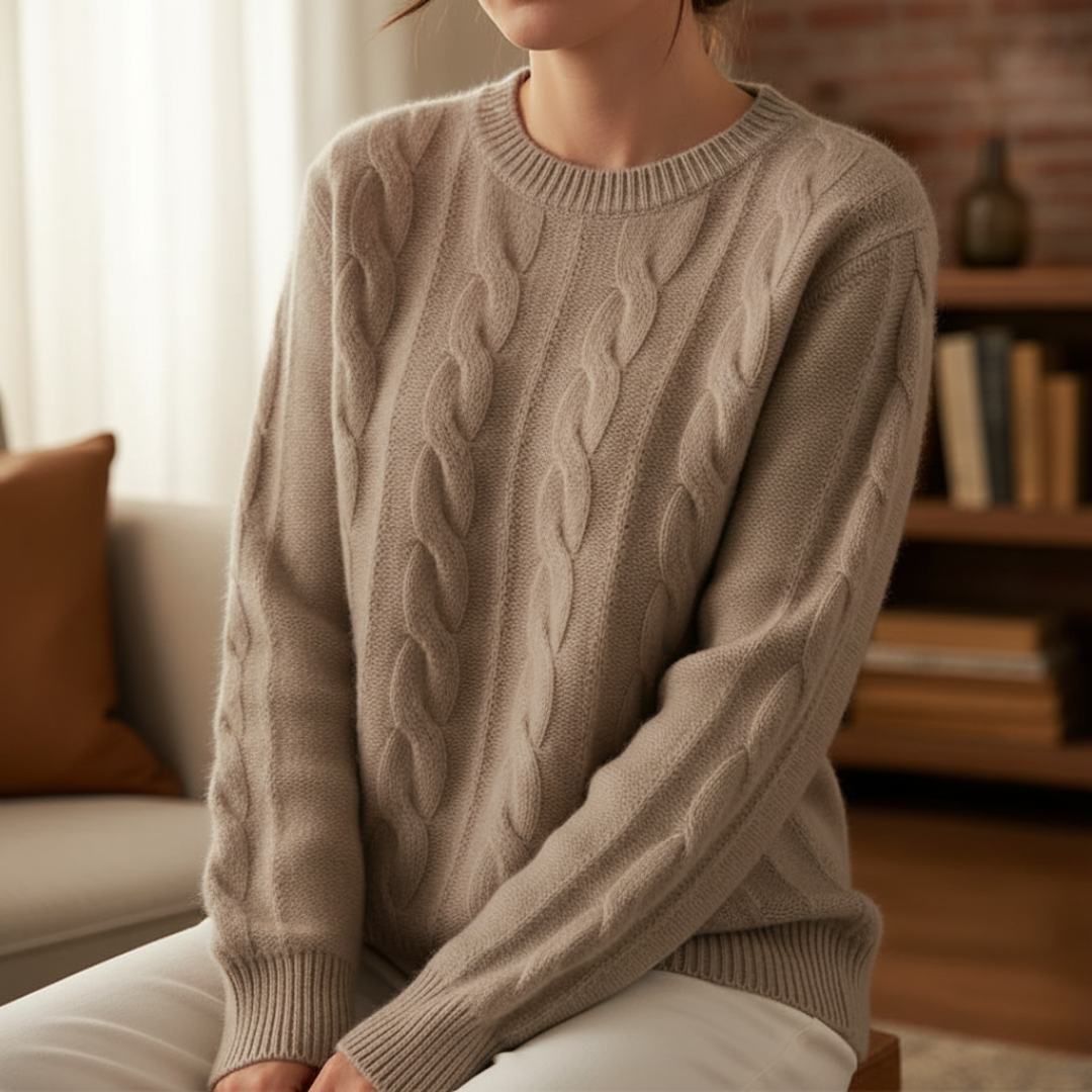 Sweater with Cable Knit & Relaxed Fit – Amalthea SoftKnit Vest
