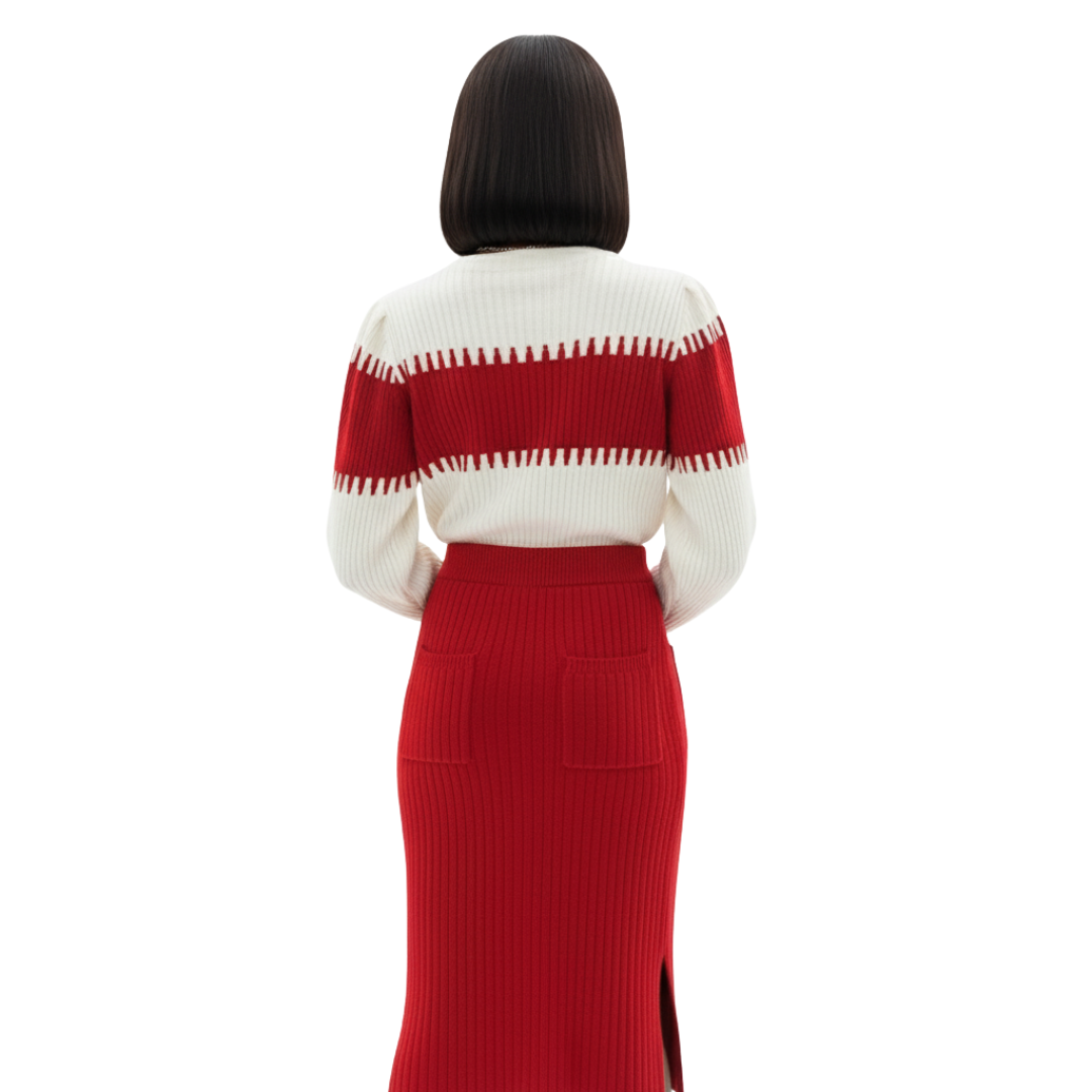 Women’s Knitted Sweater Skirt Co-Ord Set – Two-Piece Winter Knit Outfit