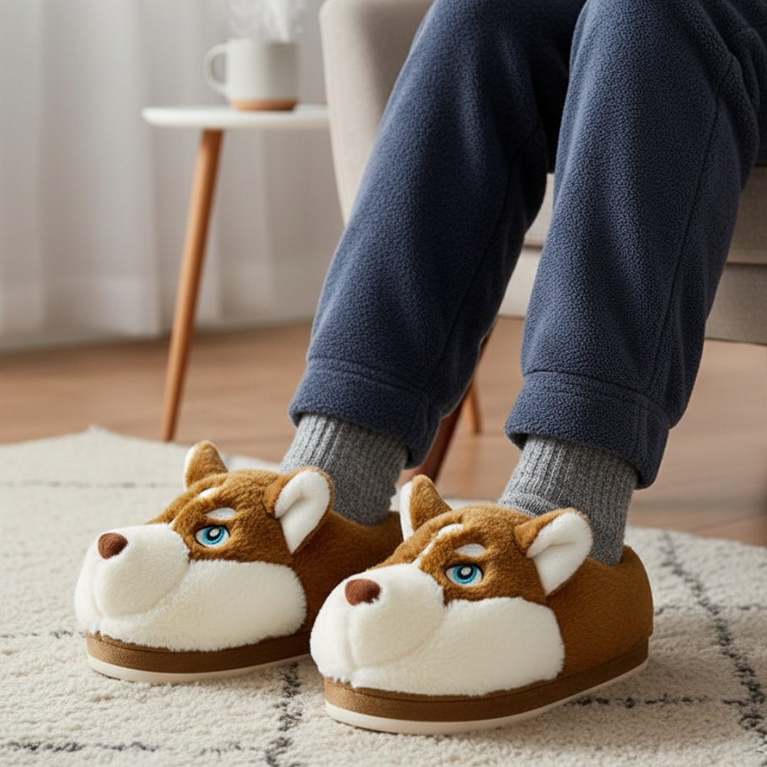 Slipper with Cute Dog Design & Plush Warm Lining – PawSnug Slippers