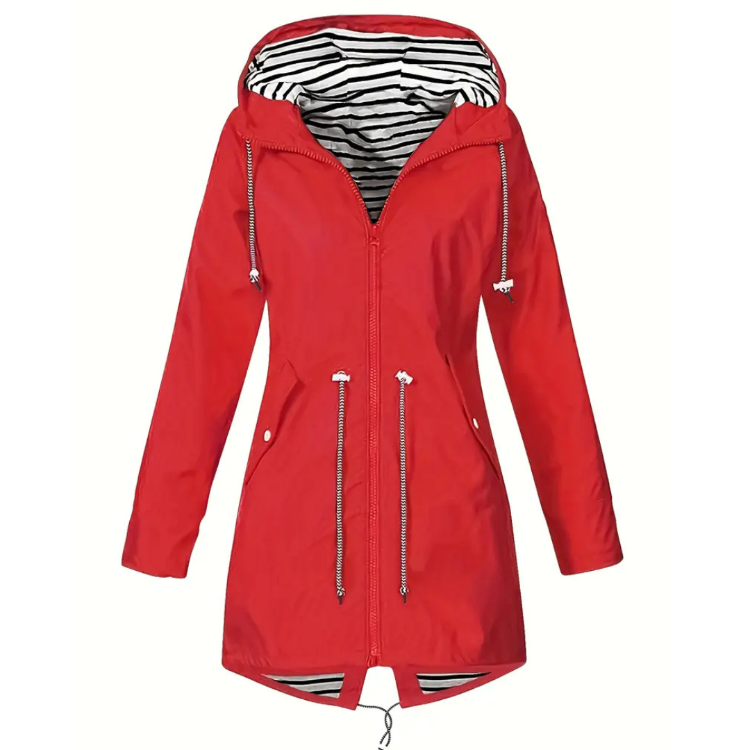 Women’s Long Waterproof Raincoat with Hood – Lightweight Casual Coat