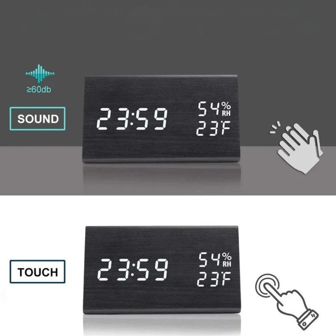 Nordspur | Lumibloom Wood Finish LED Alarm Clock