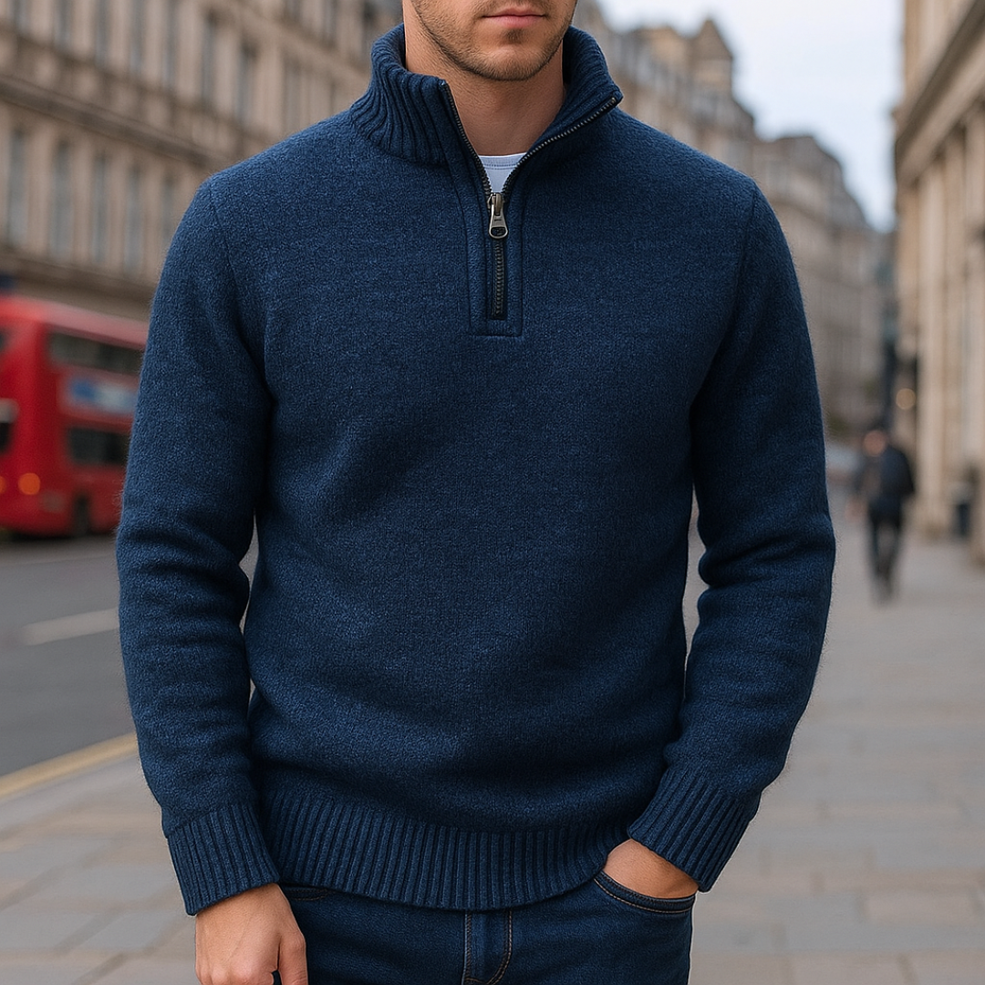 Half Zip Fleece Knitted Sweater for Men – NordicLayer Pullover