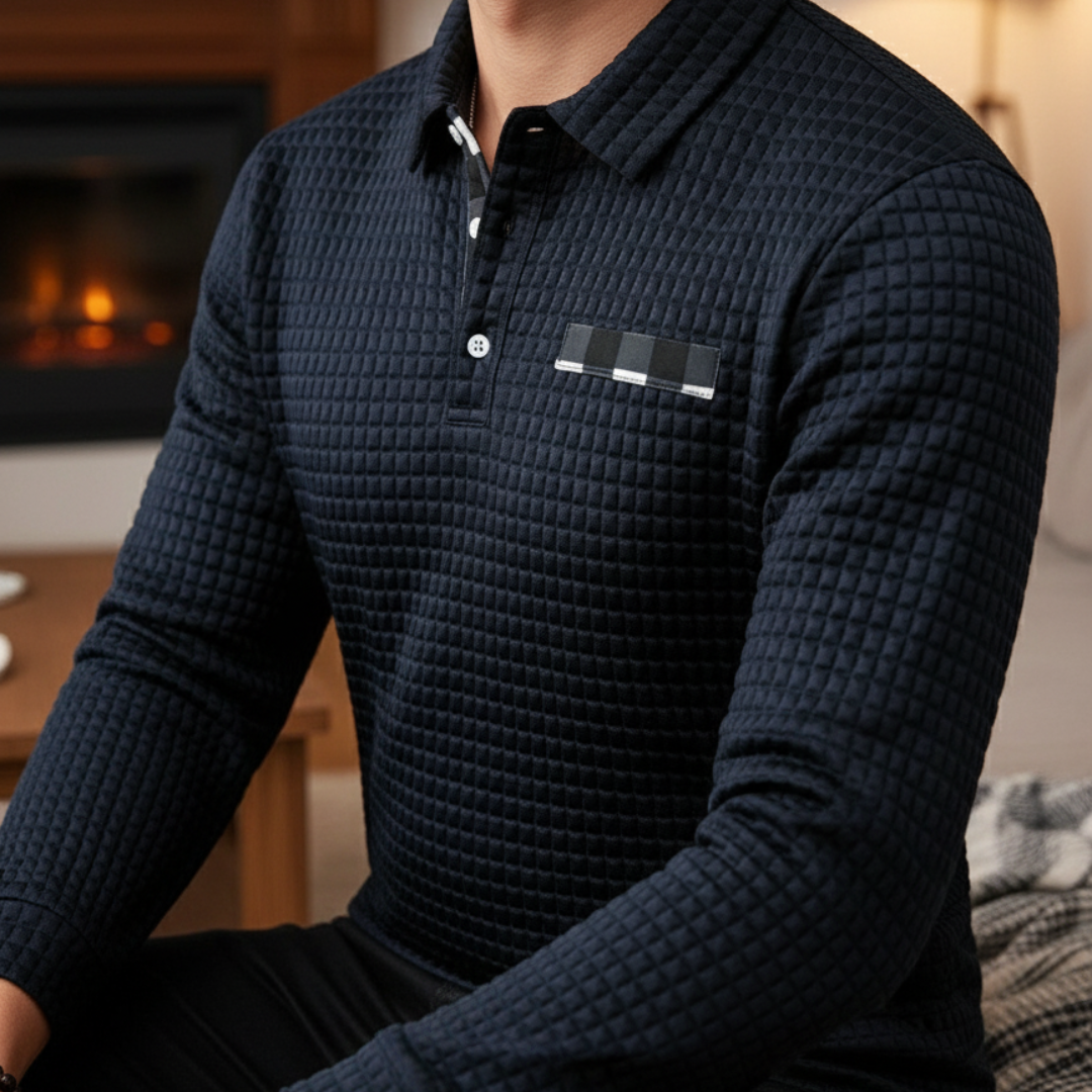 Men's Long Sleeve Knit Sweater Polo – GridWeave Vest Top
