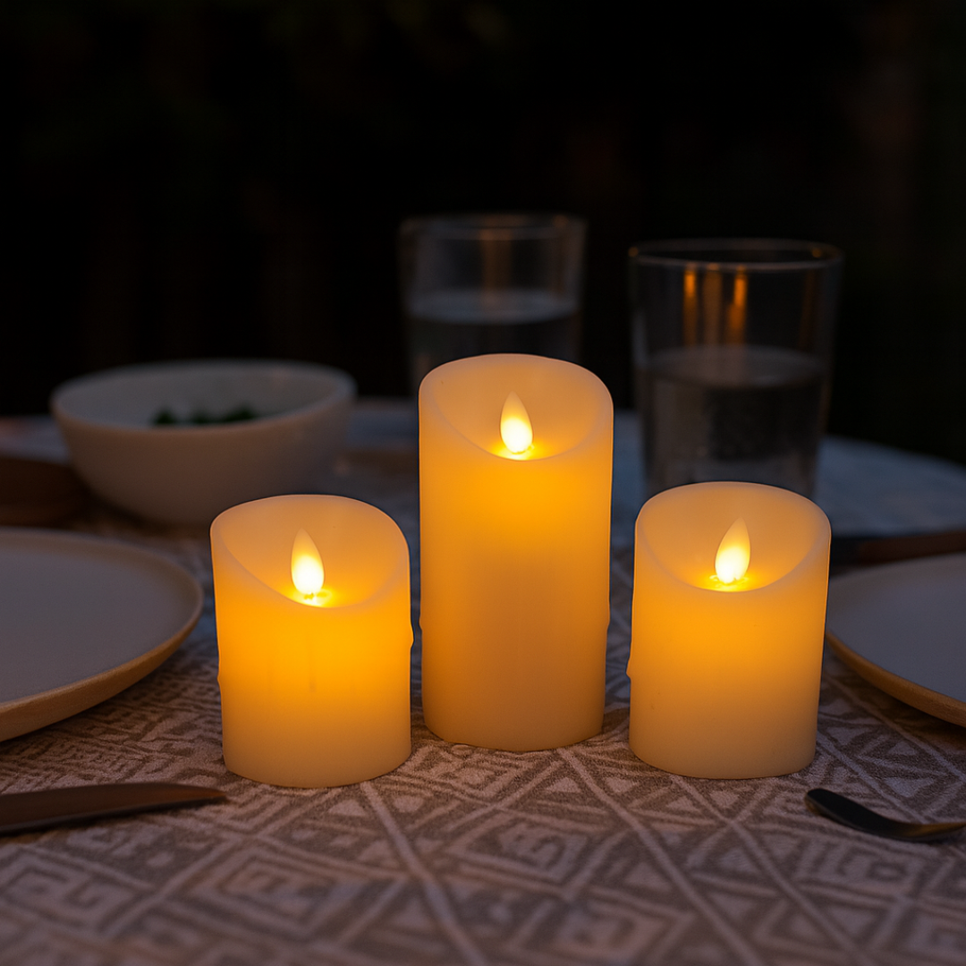 LED Flameless Candle Set with Remote Control – GlowLuxe Trio