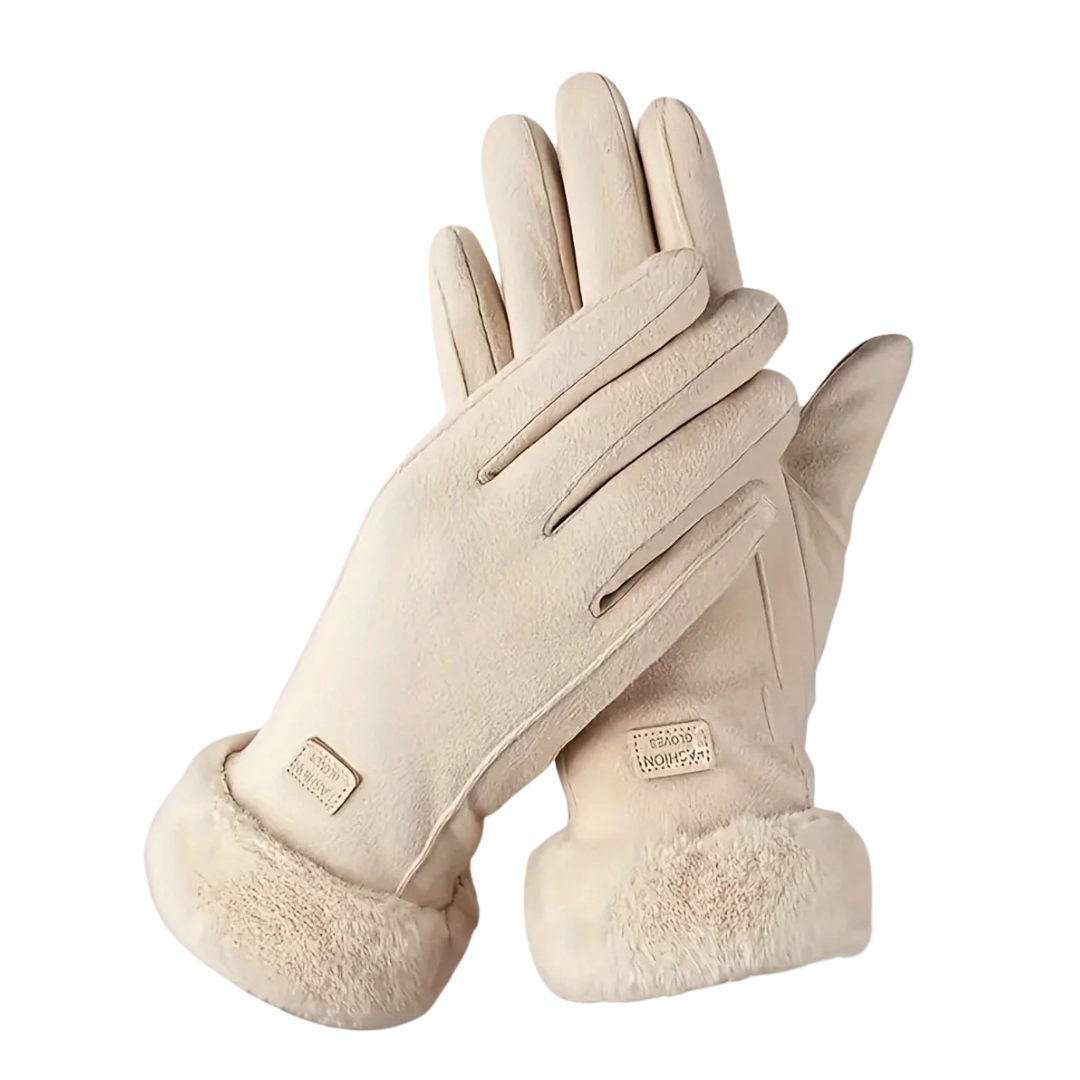 Touchscreen Gloves with Plush Lining – WinterGrip Beige