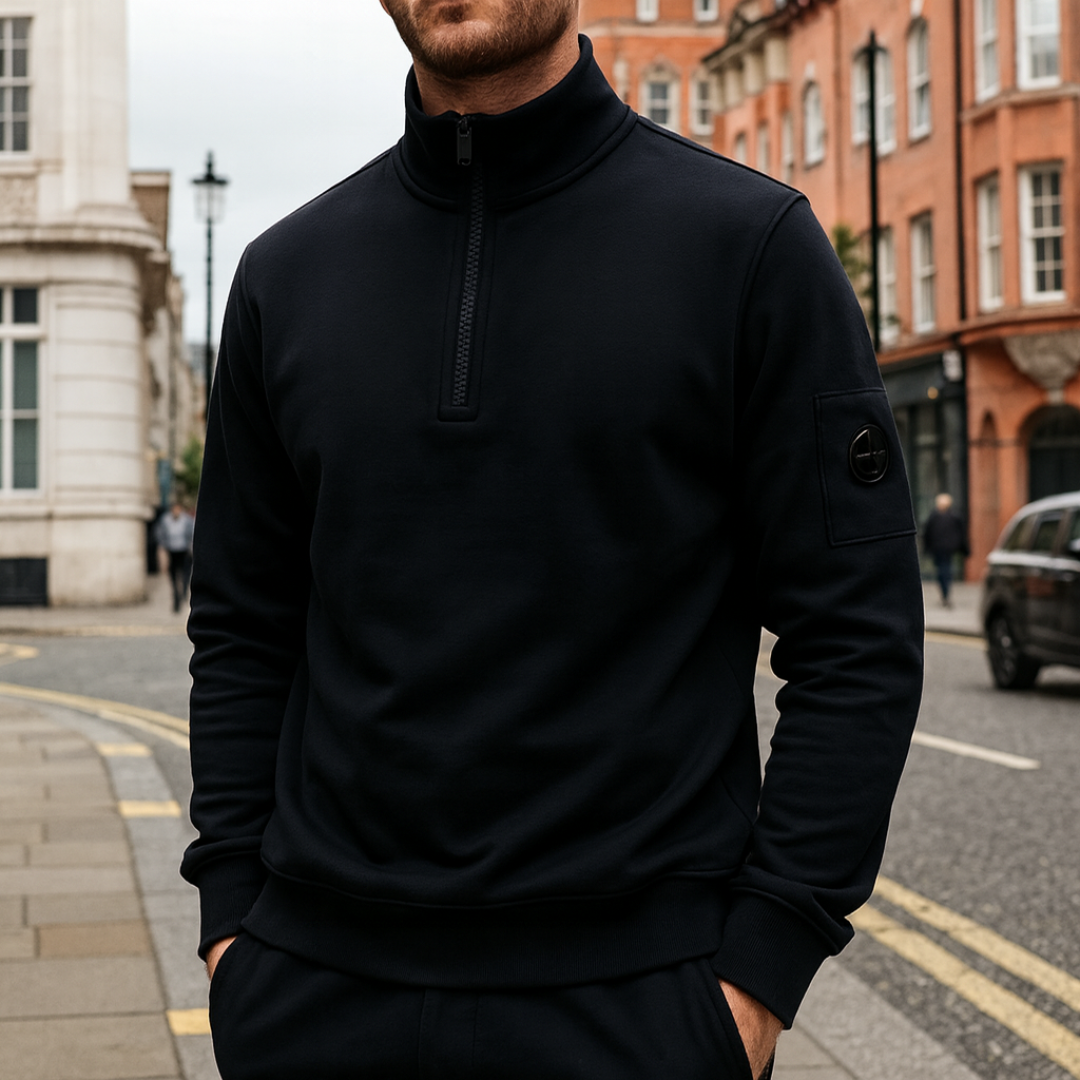 Half Zip Fleece Hoodie with Pocket Detail – MetroForm Pullover