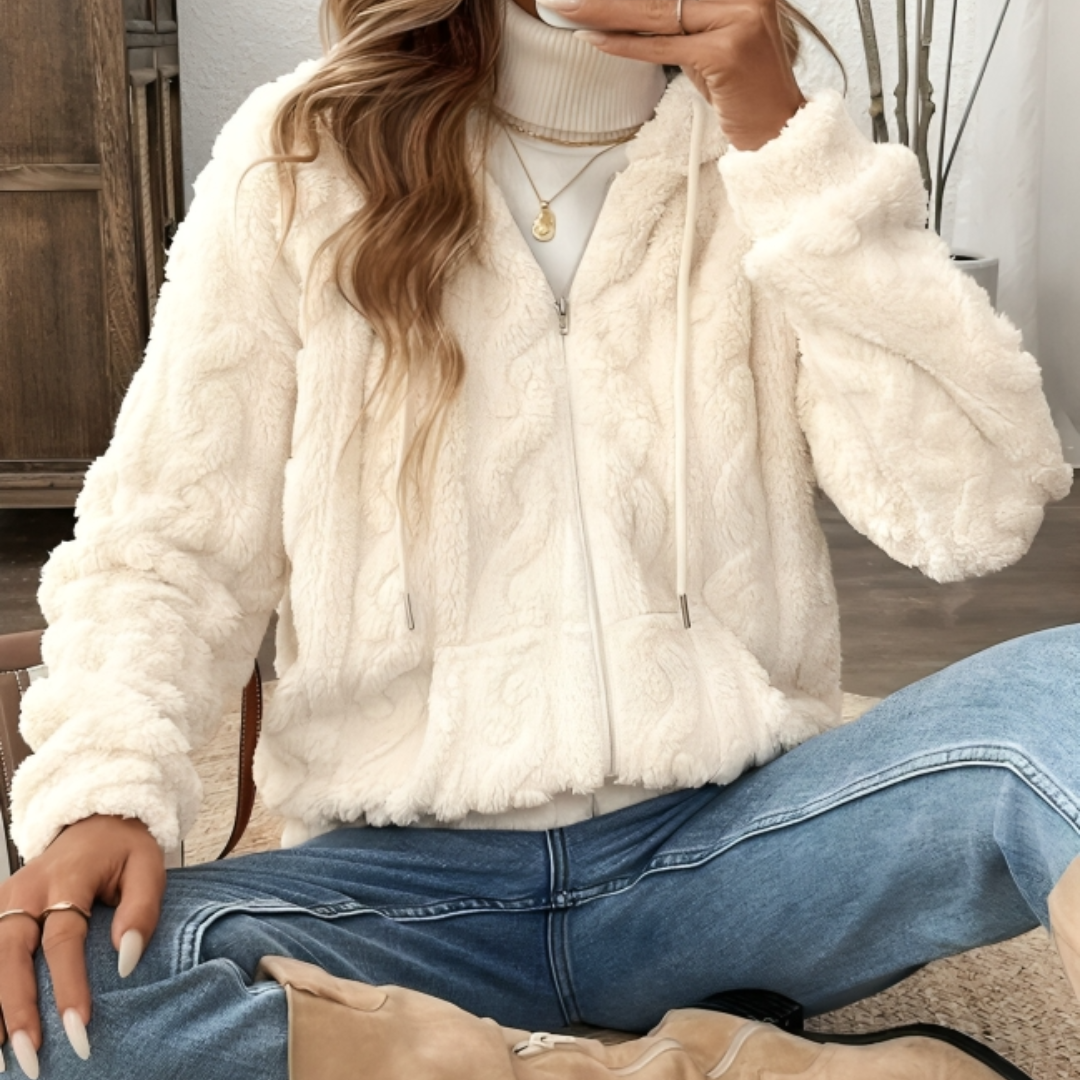 Women's Hooded Zip-Up Plush Sweater – SnowLuxe Vest Coat