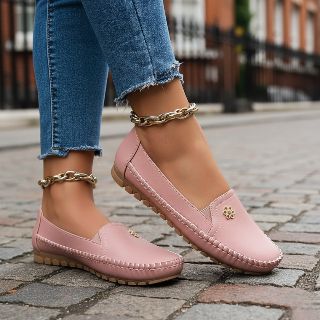 Women’s Orthopedic Vegan Leather Shoes with Arch Support – Chrysta Comfort Loafers